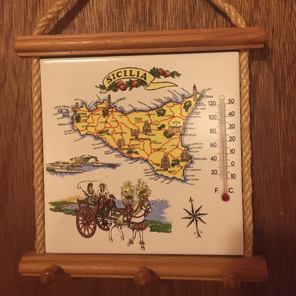 Vintage Sicily/Sicilia thermometer, 60s/70s